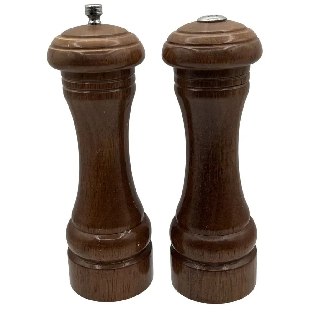 Olde Thompson Walnut Wood Vintage USA Salt Pepper Grinder Set 8.5